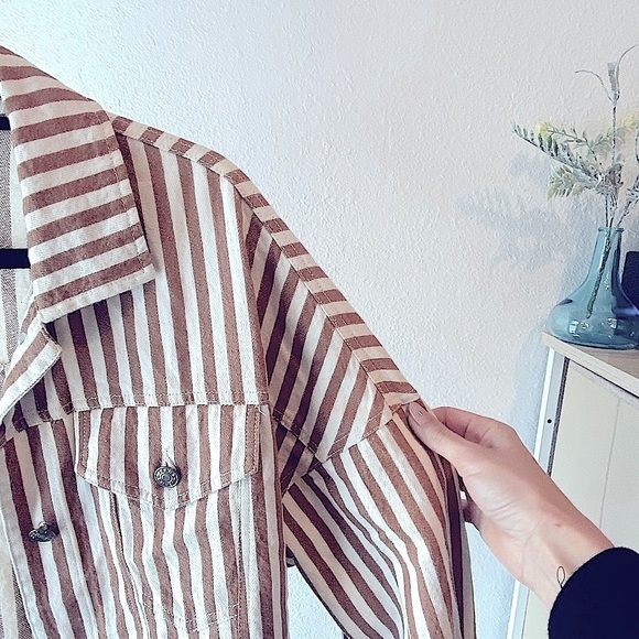 Oversized Vintage 1990’s Style | Striped Linen Blend Jacket - Size Medium 🤍 - Picture 11 of 12